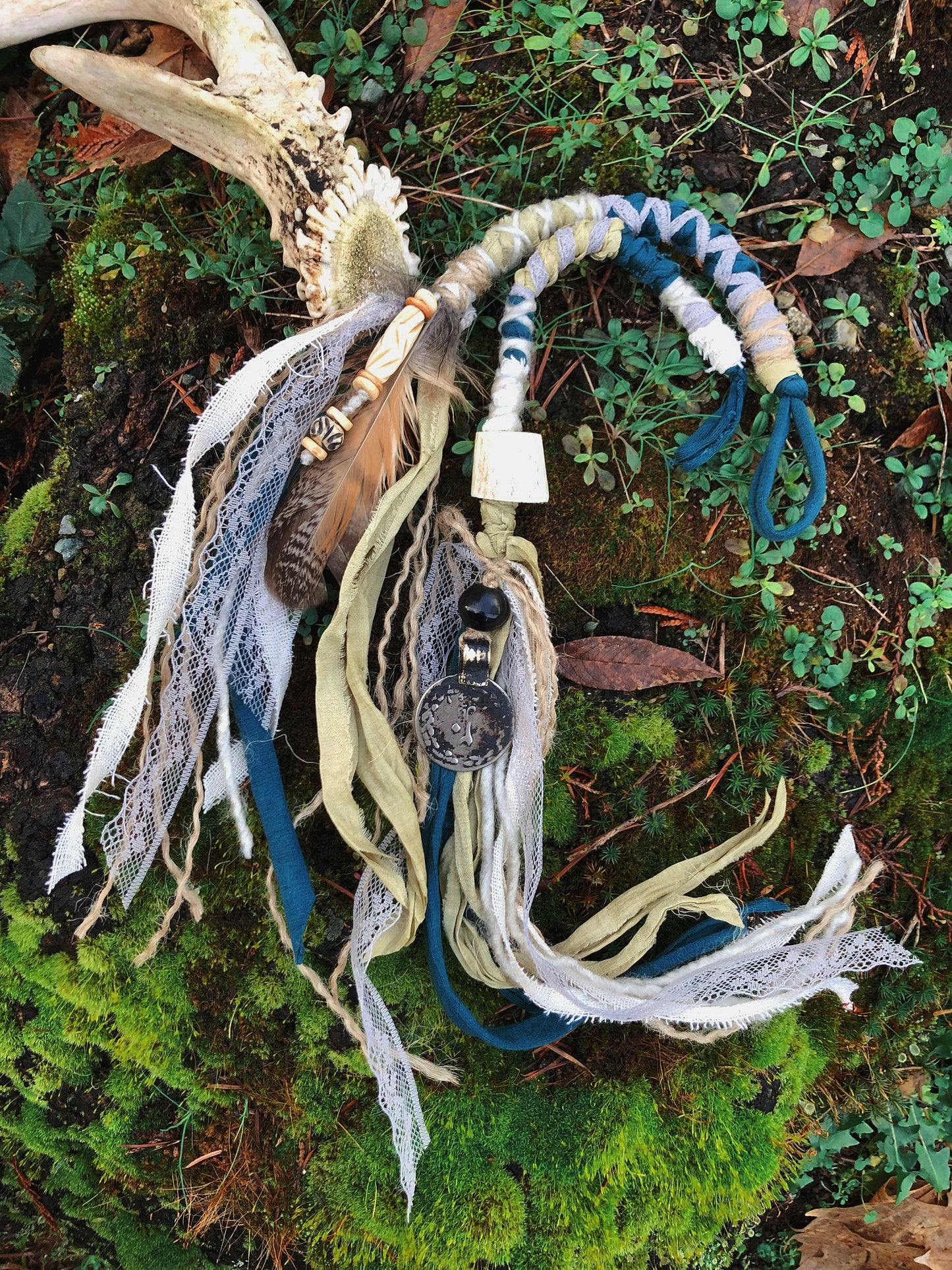 Set of 2 Tribal Folklore Hairwraps, Dreadwraps, Fabric Loc Extensions, Dreadlock Accessories