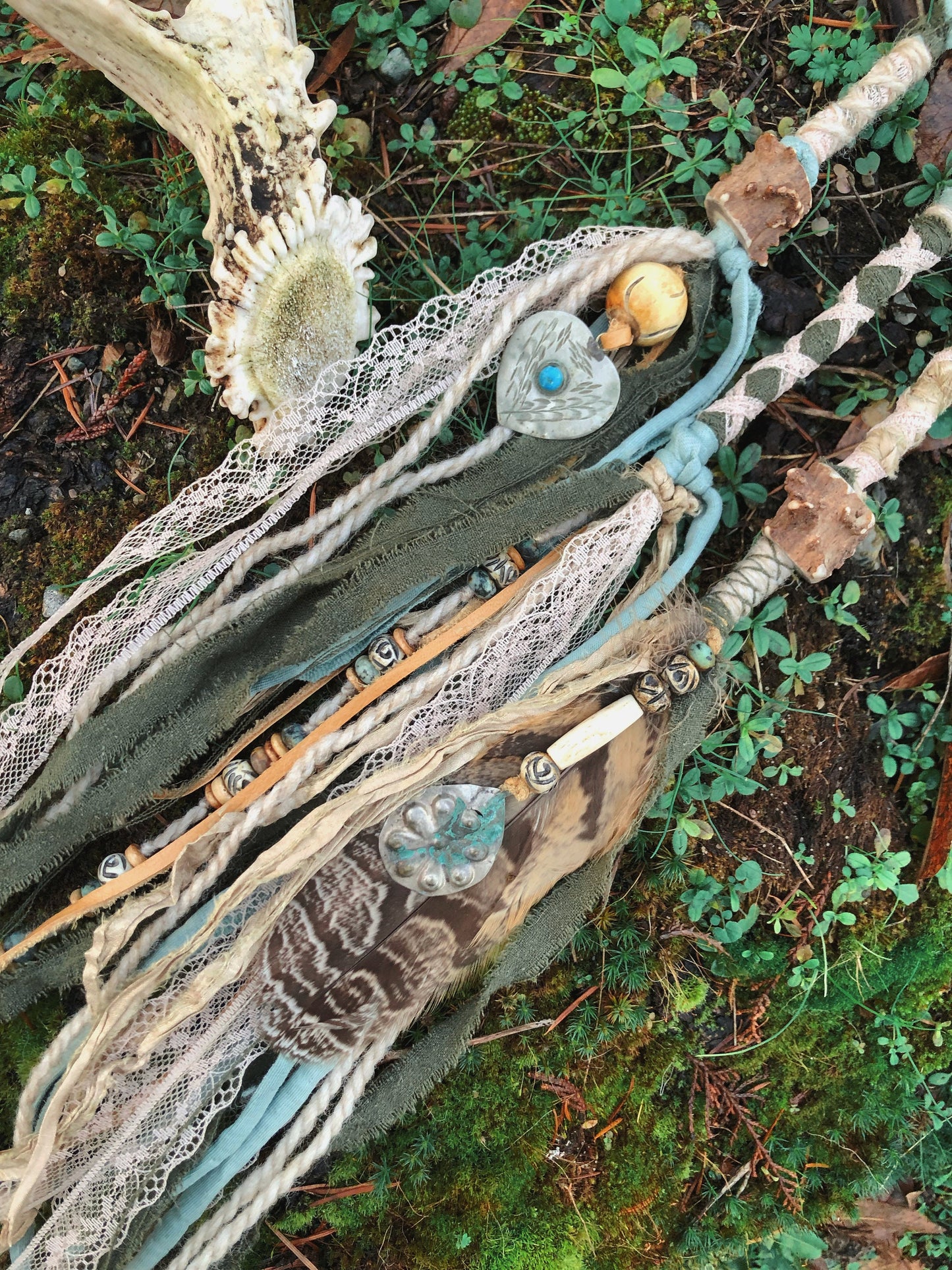 Set of 3 Tribal Folklore Hairwraps, Dreadwraps, Fabric Loc Extensions, Dreadlock Accessories