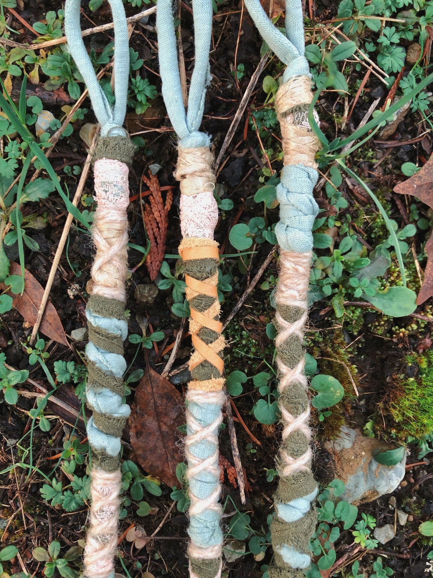 Set of 3 Tribal Folklore Hairwraps, Dreadwraps, Fabric Loc Extensions, Dreadlock Accessories