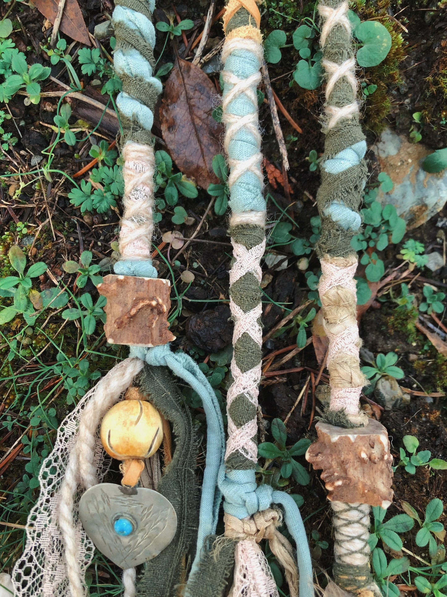 Set of 3 Tribal Folklore Hairwraps, Dreadwraps, Fabric Loc Extensions, Dreadlock Accessories