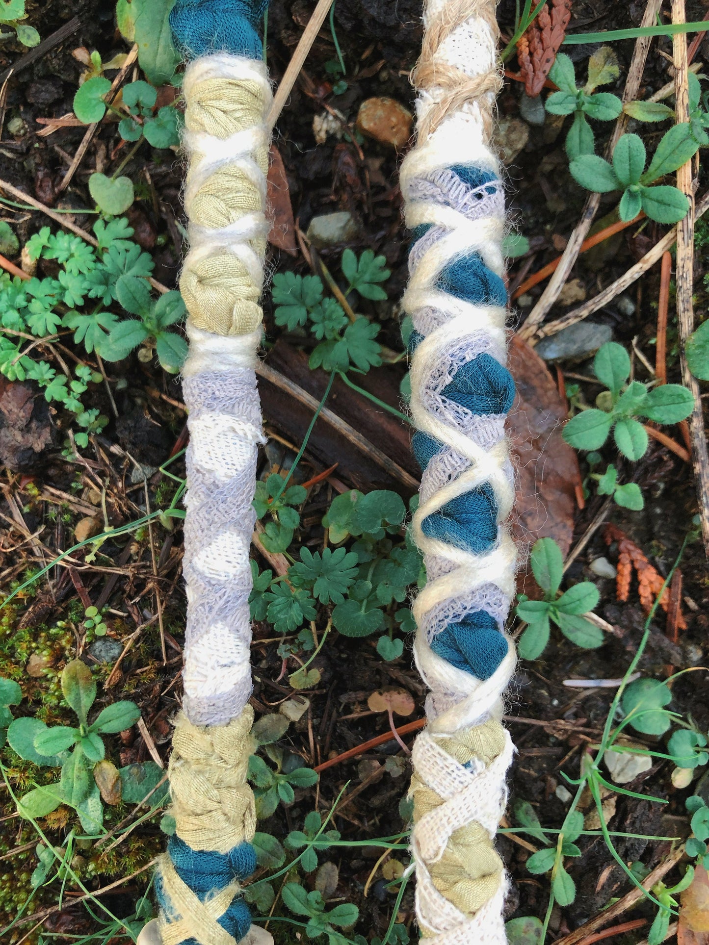 Set of 2 Tribal Folklore Hairwraps, Dreadwraps, Fabric Loc Extensions, Dreadlock Accessories