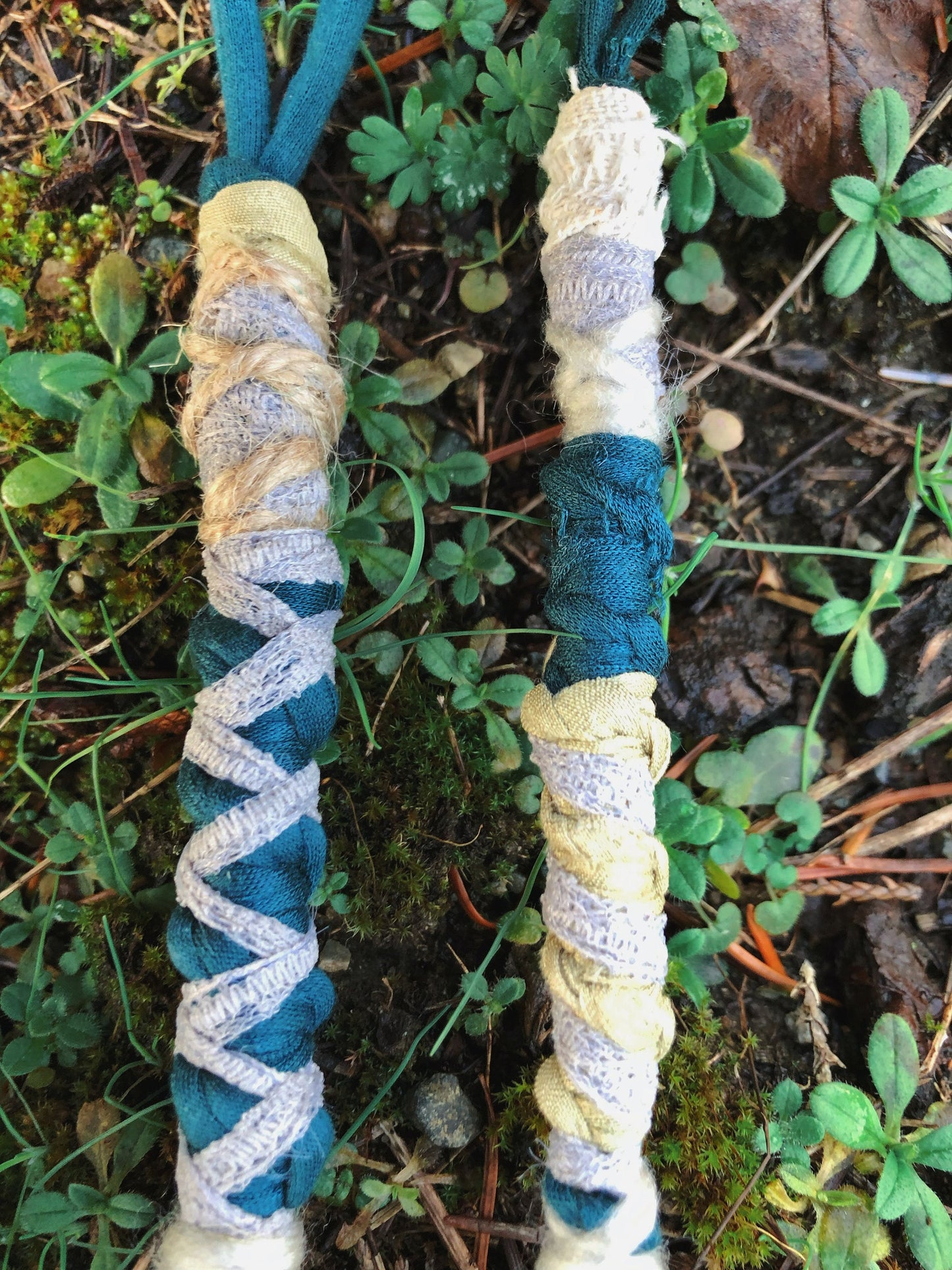Set of 2 Tribal Folklore Hairwraps, Dreadwraps, Fabric Loc Extensions, Dreadlock Accessories