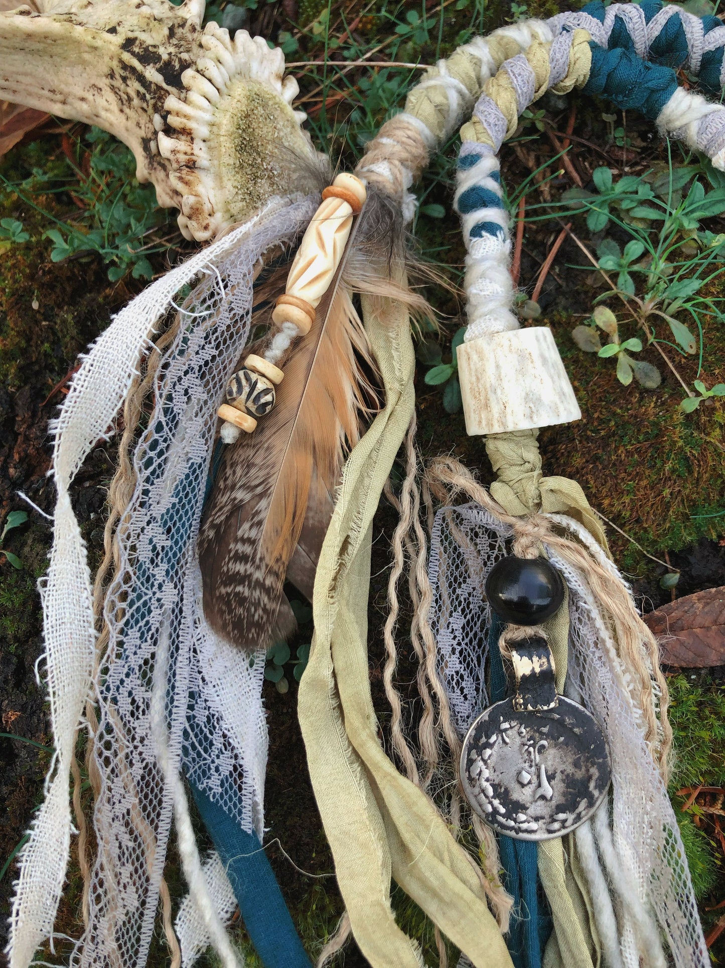 Set of 2 Tribal Folklore Hairwraps, Dreadwraps, Fabric Loc Extensions, Dreadlock Accessories