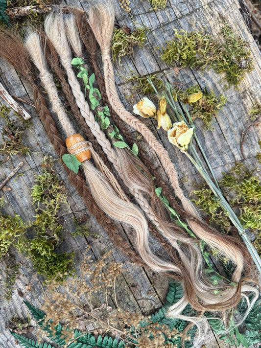 Set of 7 Crochet-in Human Hair Dreadlock Extensions & Braids + Decorations