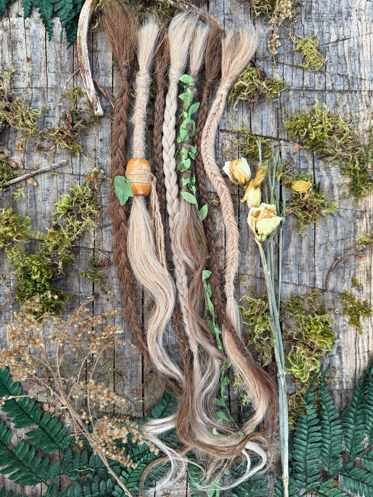Set of 7 Crochet-in Human Hair Dreadlock Extensions & Braids + Decorations