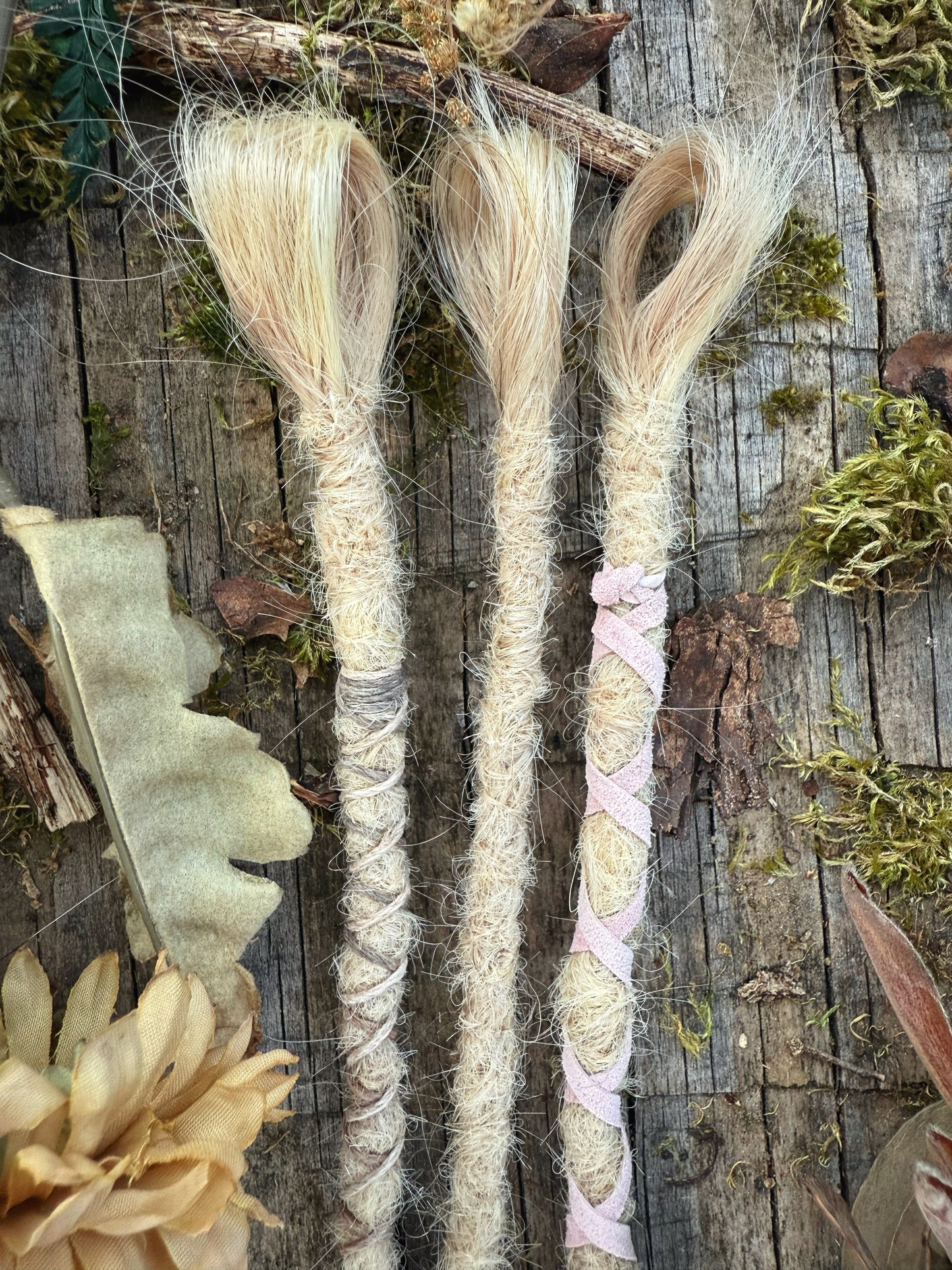 Set of 3 Loop Human Hair Dreadlock Extensions + Decorations