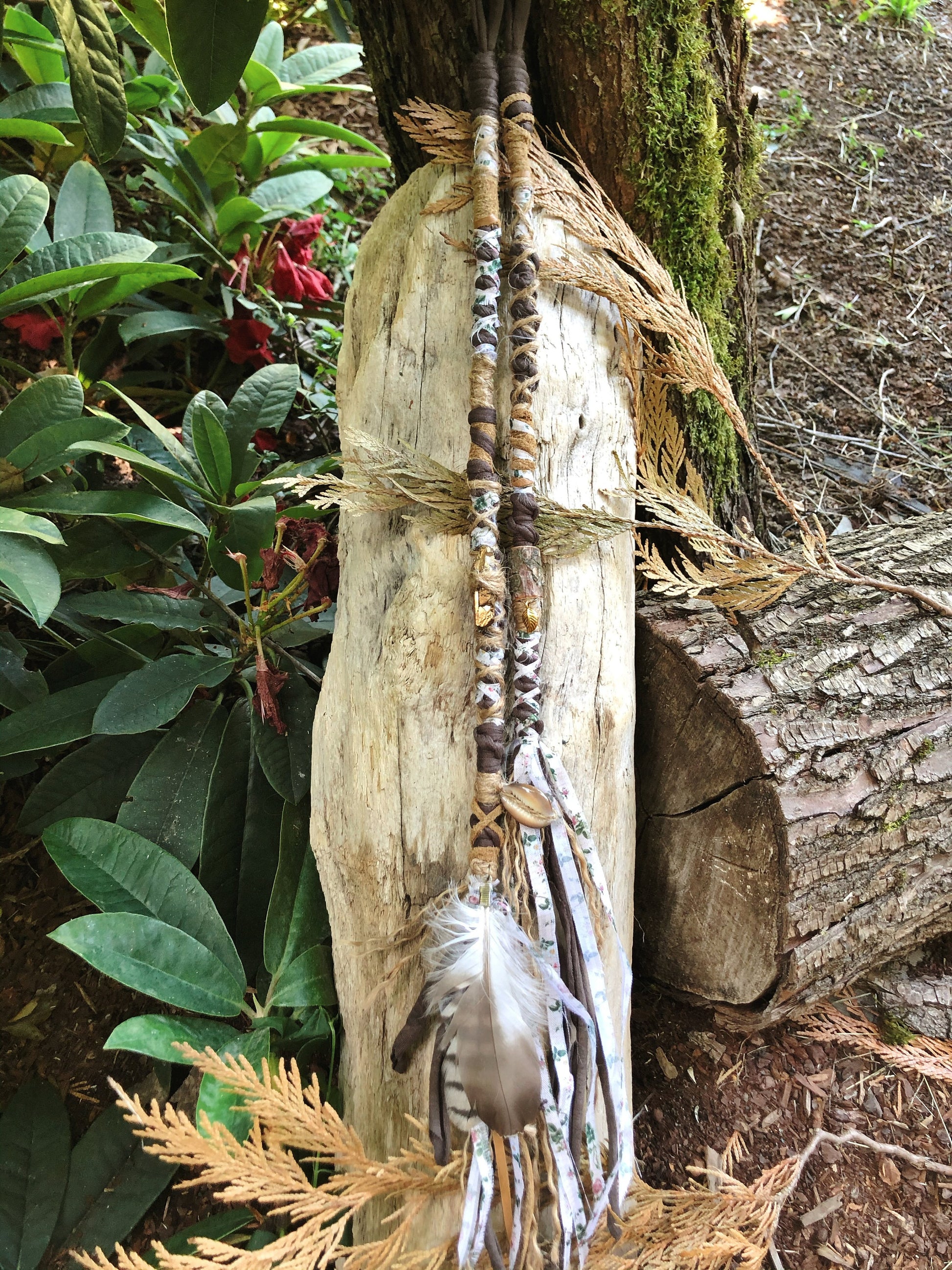 ONE Made To Order Wood Nymph Hairwrap, Dreadwrap, Fabric Loc Extension