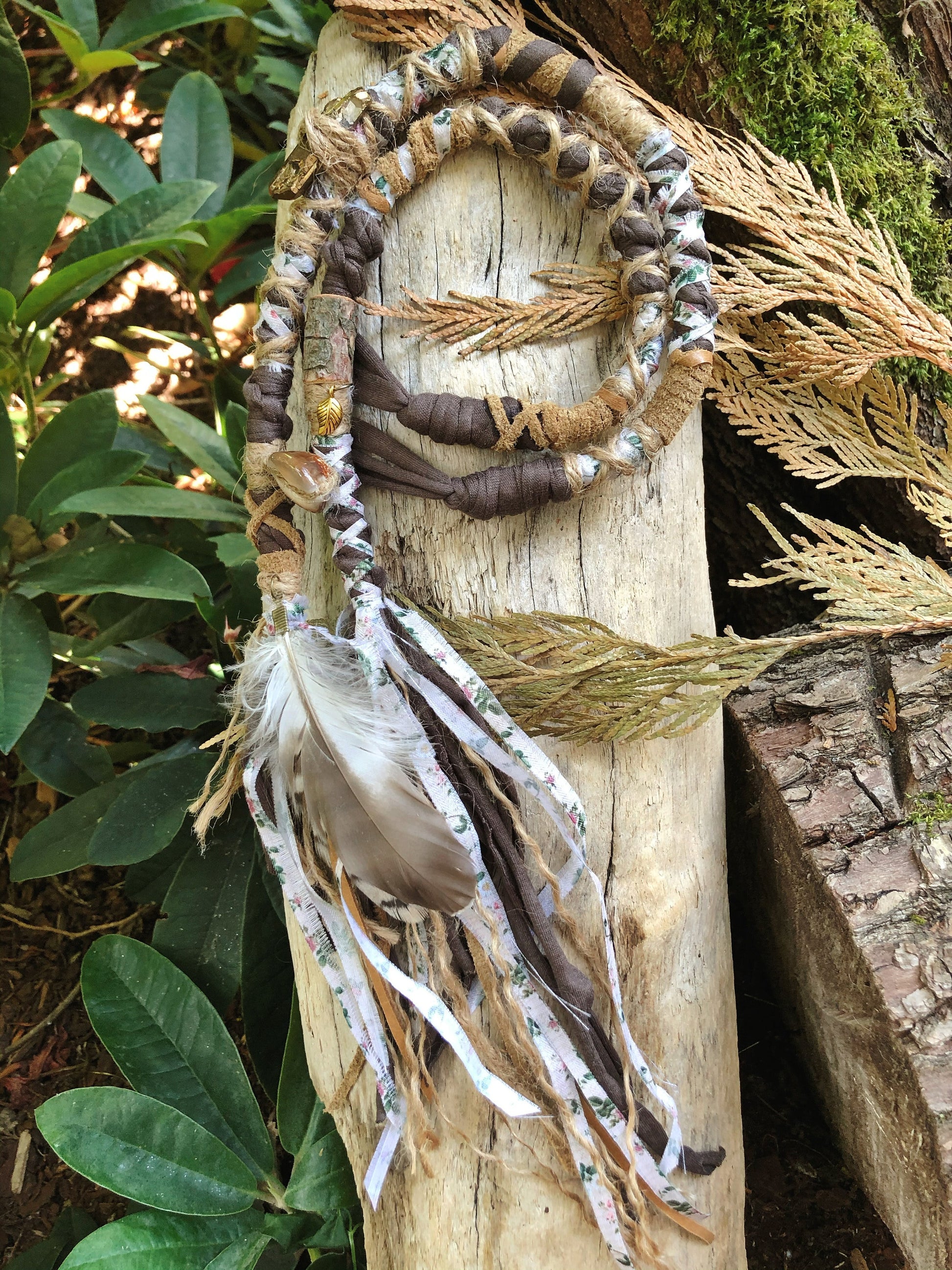 ONE Made To Order Wood Nymph Hairwrap, Dreadwrap, Fabric Loc Extension