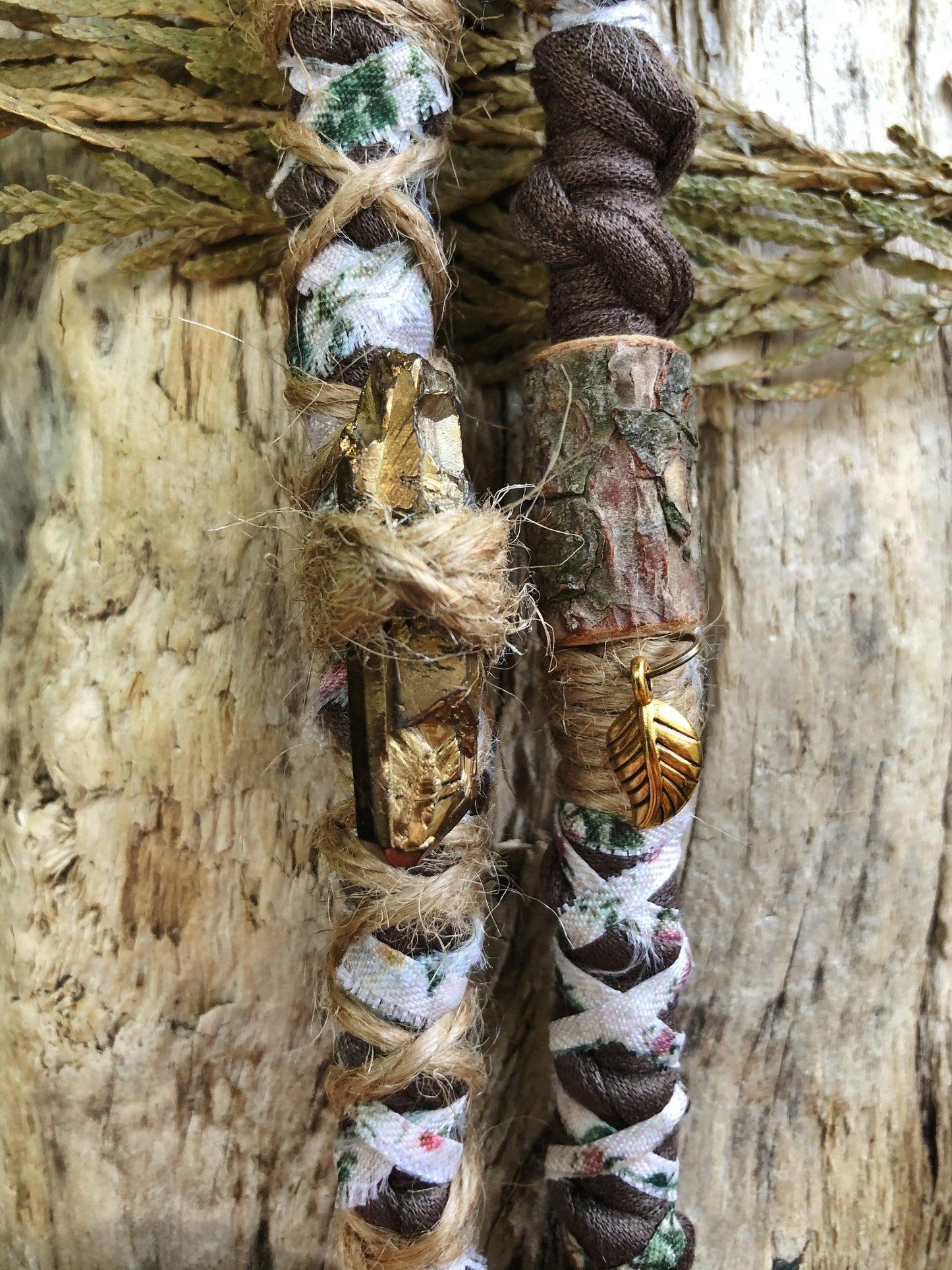 ONE Made To Order Wood Nymph Hairwrap, Dreadwrap, Fabric Loc Extension