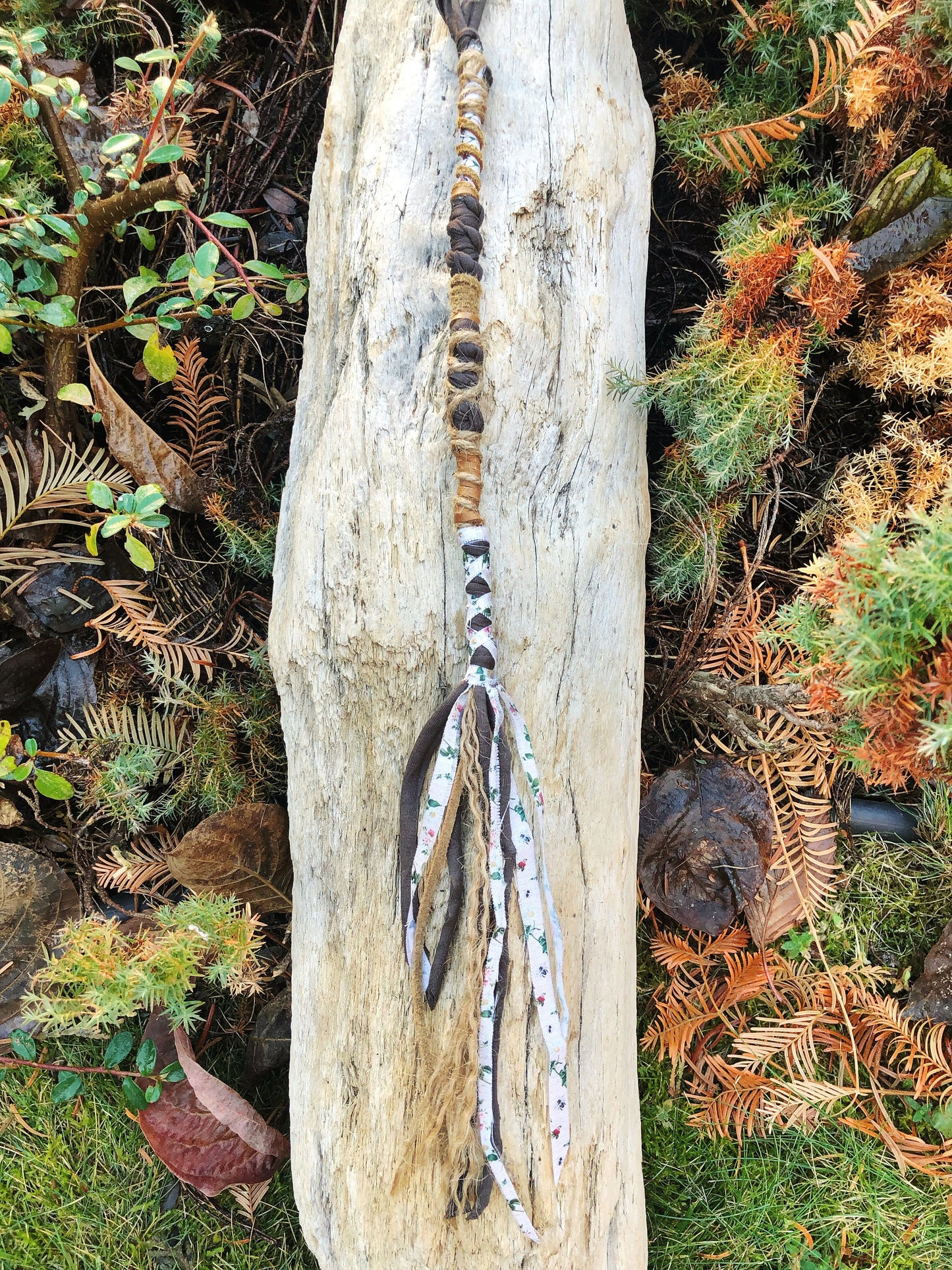 ONE Made To Order Wood Nymph Hairwrap, Dreadwrap, Fabric Loc Extension