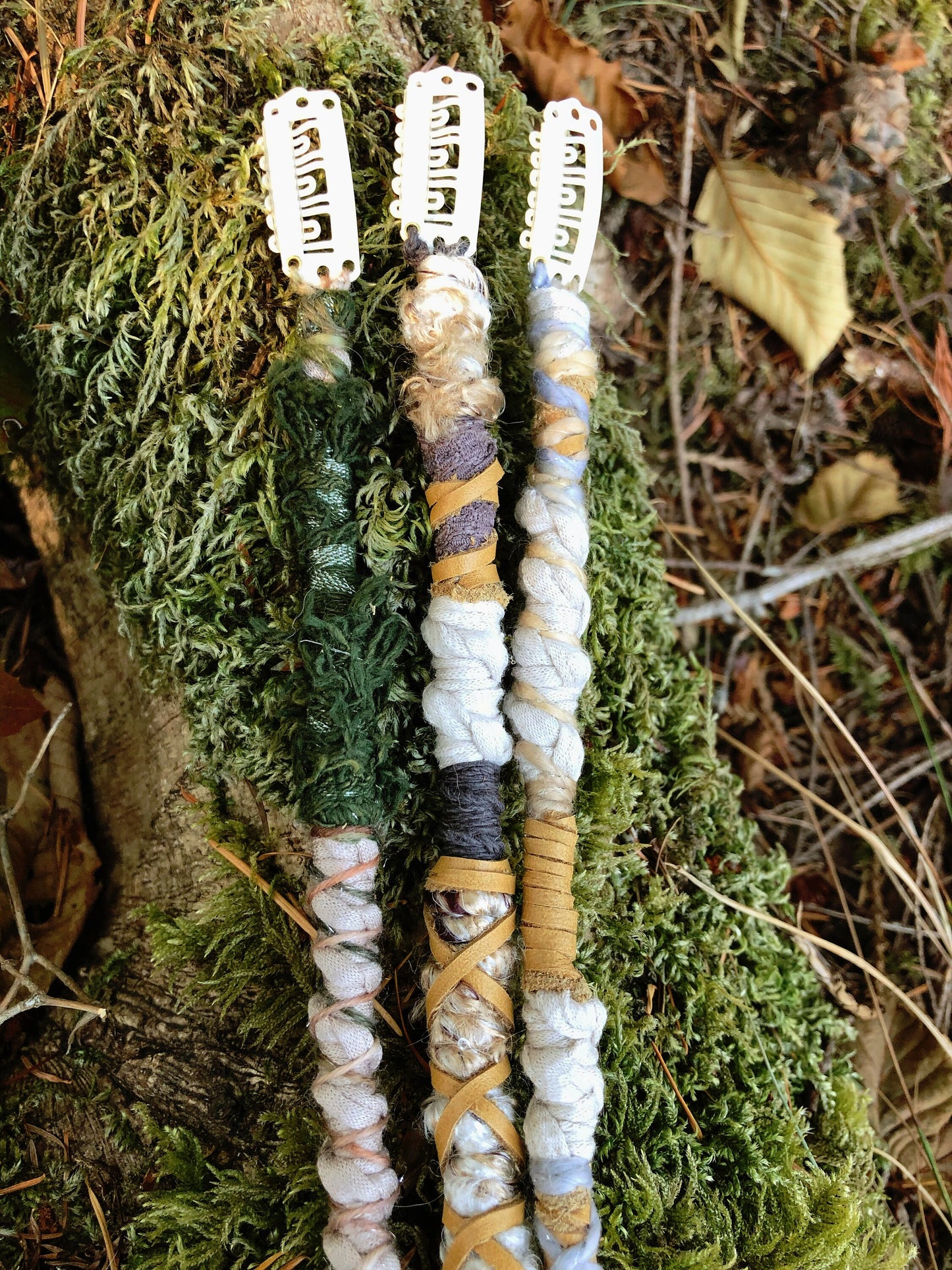 Dream Weaver Set of 3 CLIP-IN Hairwraps, Dreadwraps, Fabric Loc Extensions, Dreadlock Accessories