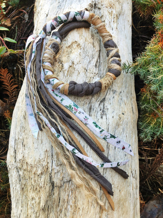 ONE Made To Order Wood Nymph Hairwrap, Dreadwrap, Fabric Loc Extension