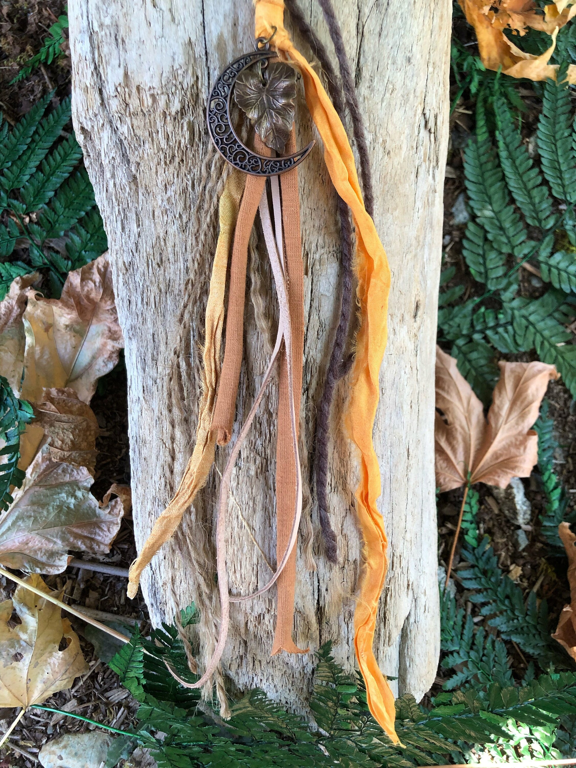 Autumn Moon Hairwrap, Dreadwrap, Fabric Loc Extension, Dreadlock Accessory