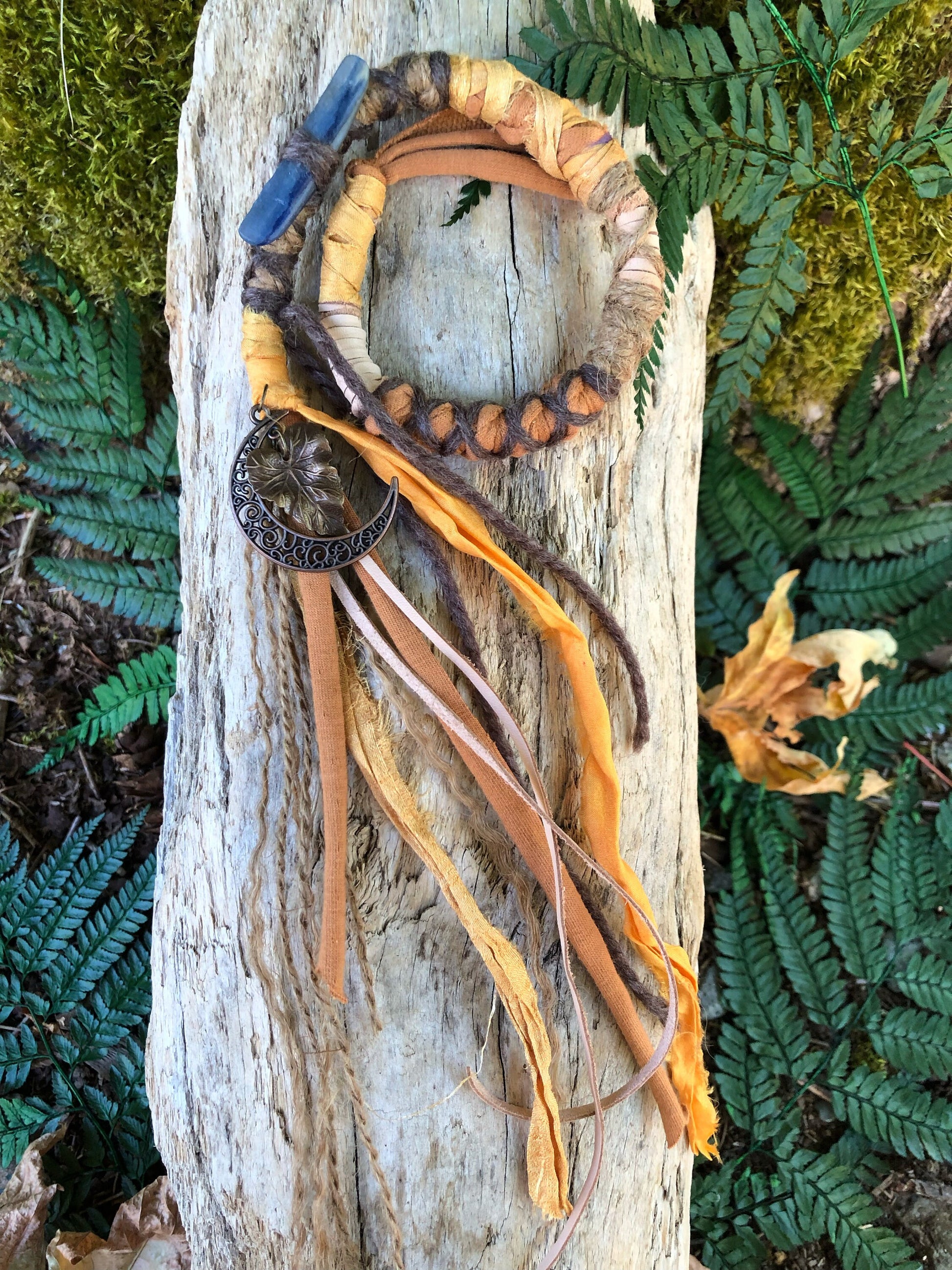 Autumn Moon Hairwrap, Dreadwrap, Fabric Loc Extension, Dreadlock Accessory