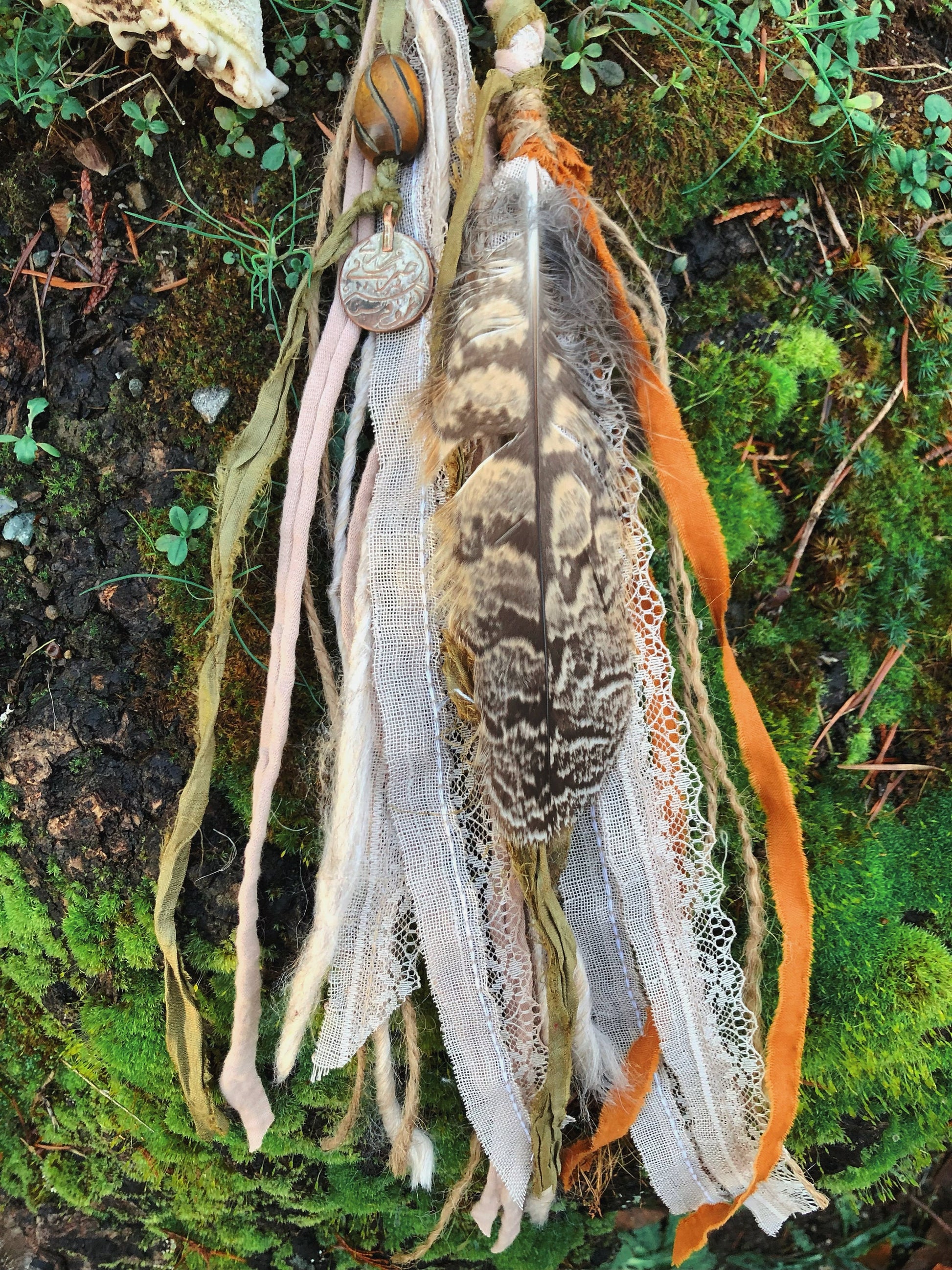 Set of 2 Tribal Folklore Hairwraps, Dreadwraps, Fabric Loc Extensions, Dreadlock Accessories