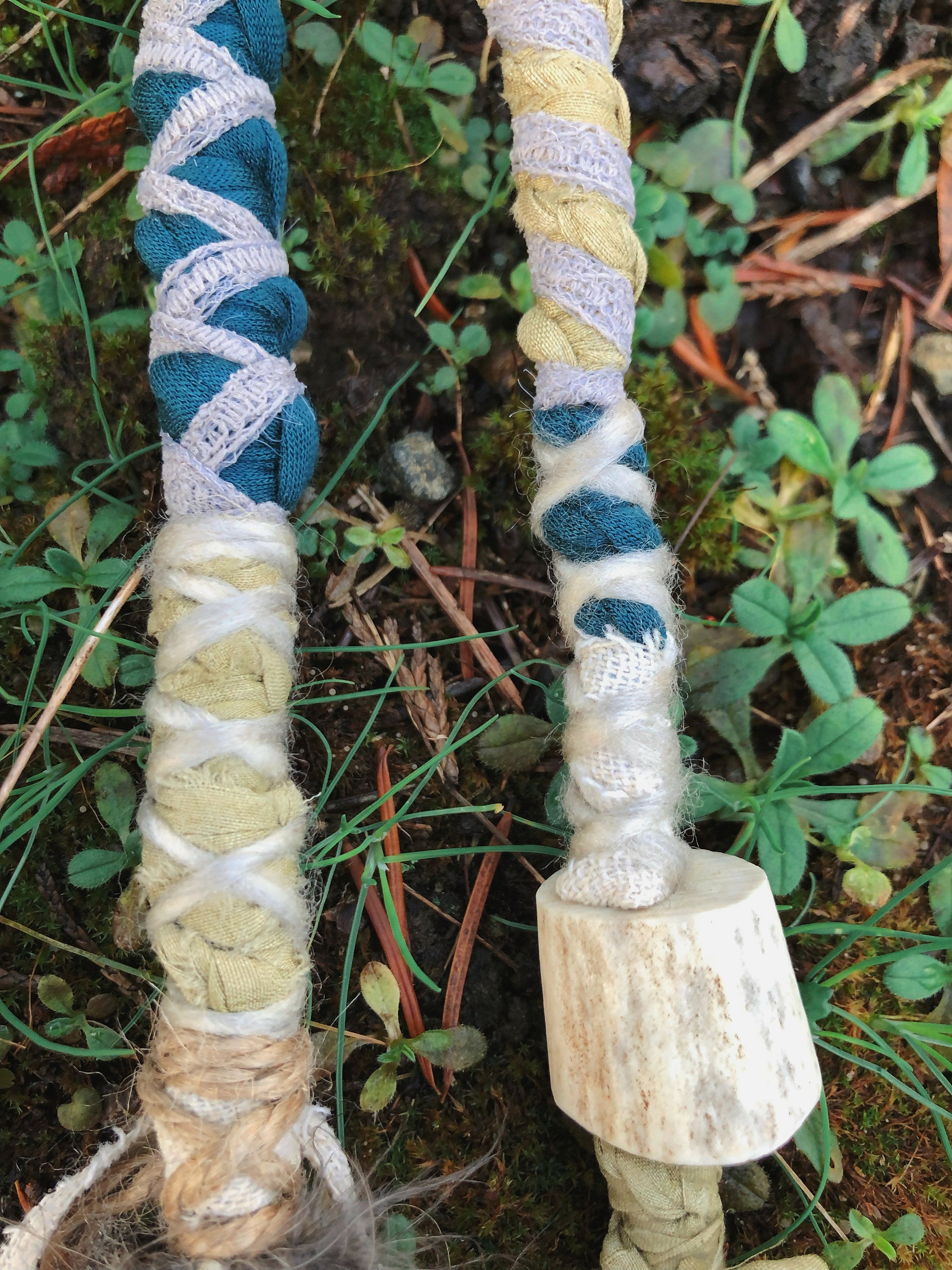 Set of 2 Tribal Folklore Hairwraps, Dreadwraps, Fabric Loc Extensions, Dreadlock Accessories