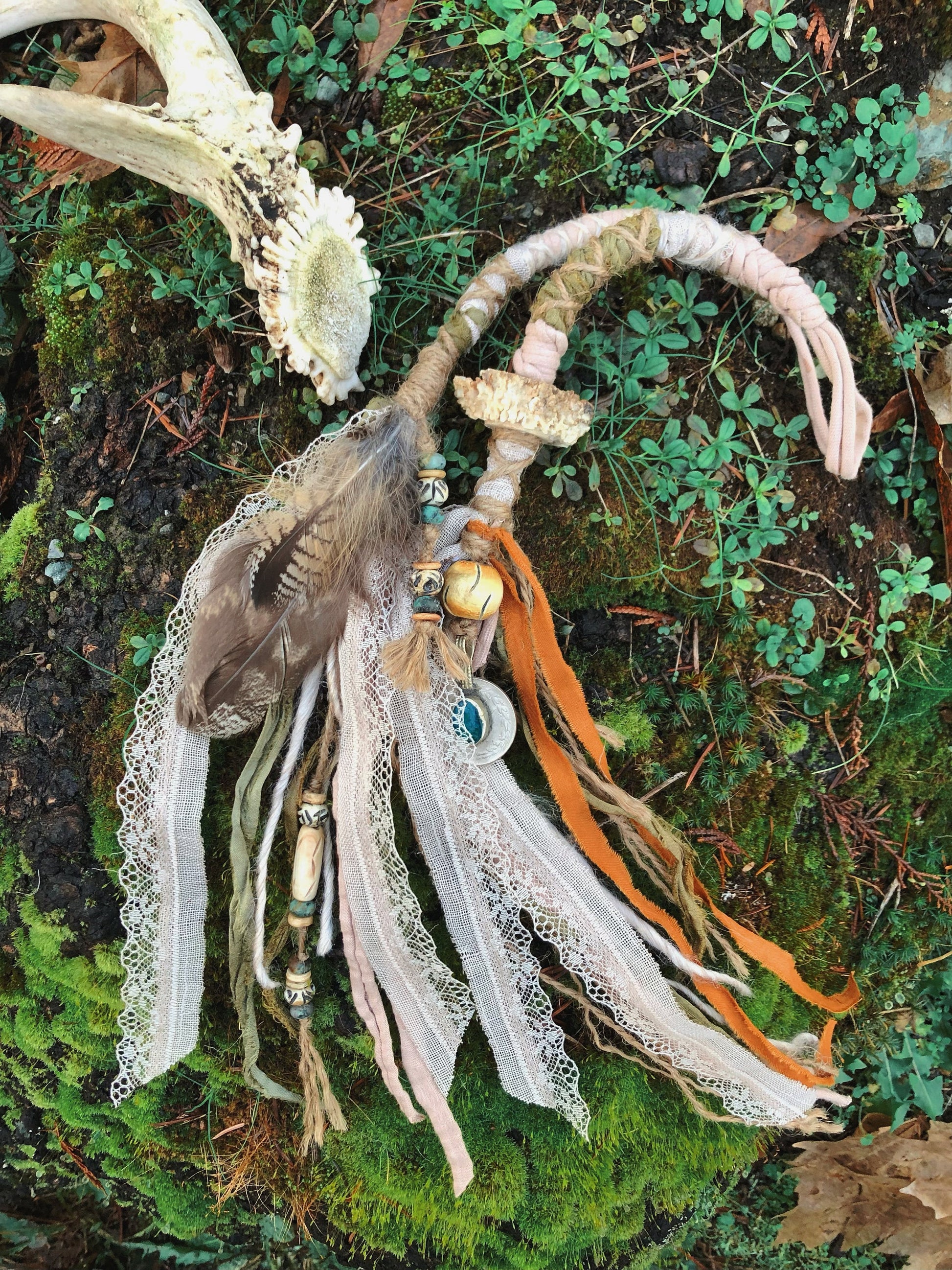 Set of 2 Tribal Folklore Hairwraps, Dreadwraps, Fabric Loc Extensions, Dreadlock Accessories