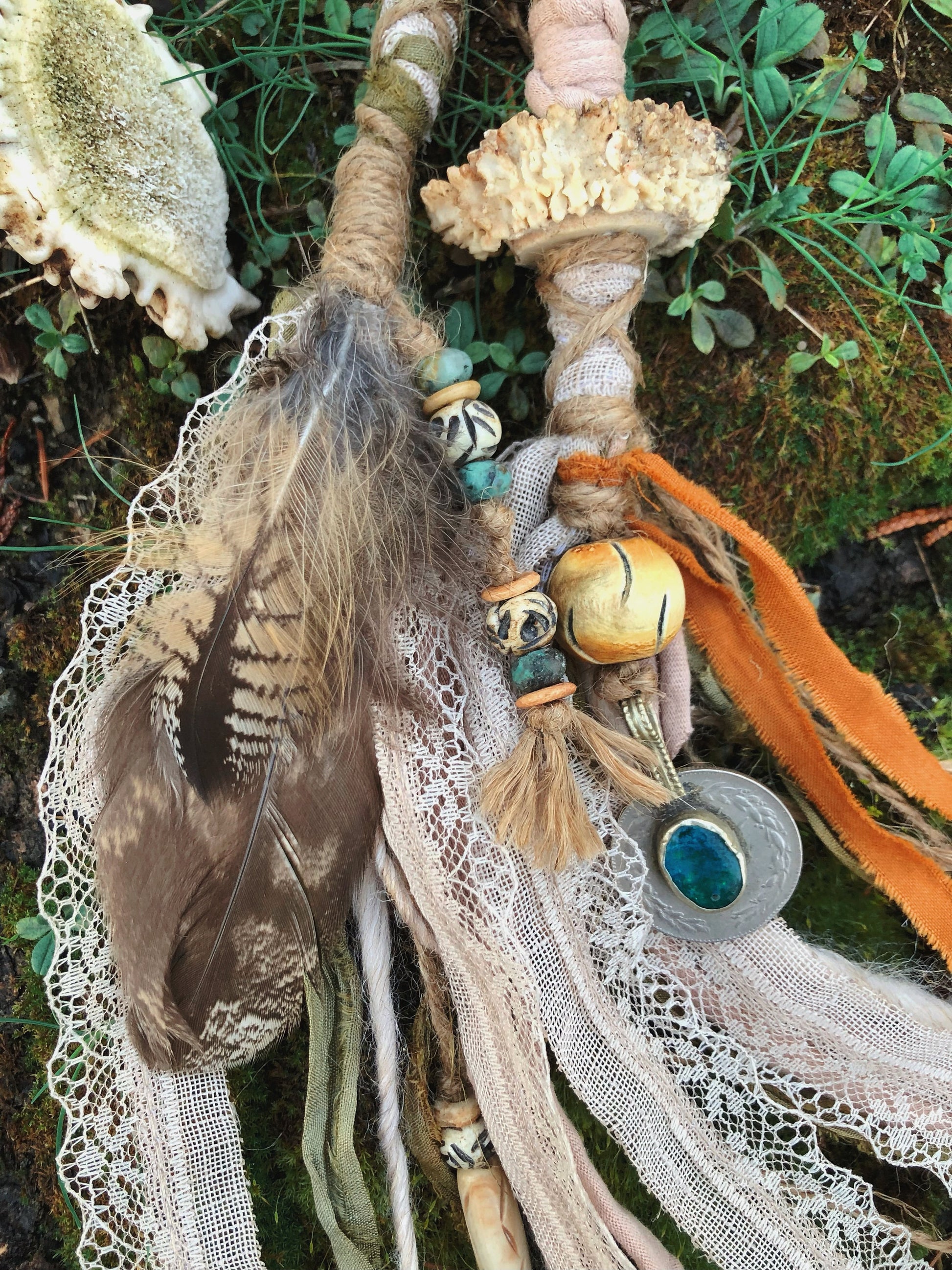 Set of 2 Tribal Folklore Hairwraps, Dreadwraps, Fabric Loc Extensions, Dreadlock Accessories