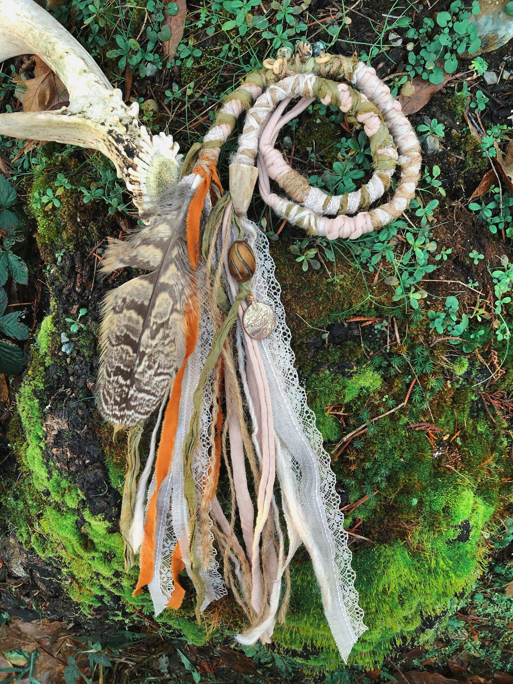 Set of 2 Tribal Folklore Hairwraps, Dreadwraps, Fabric Loc Extensions, Dreadlock Accessories